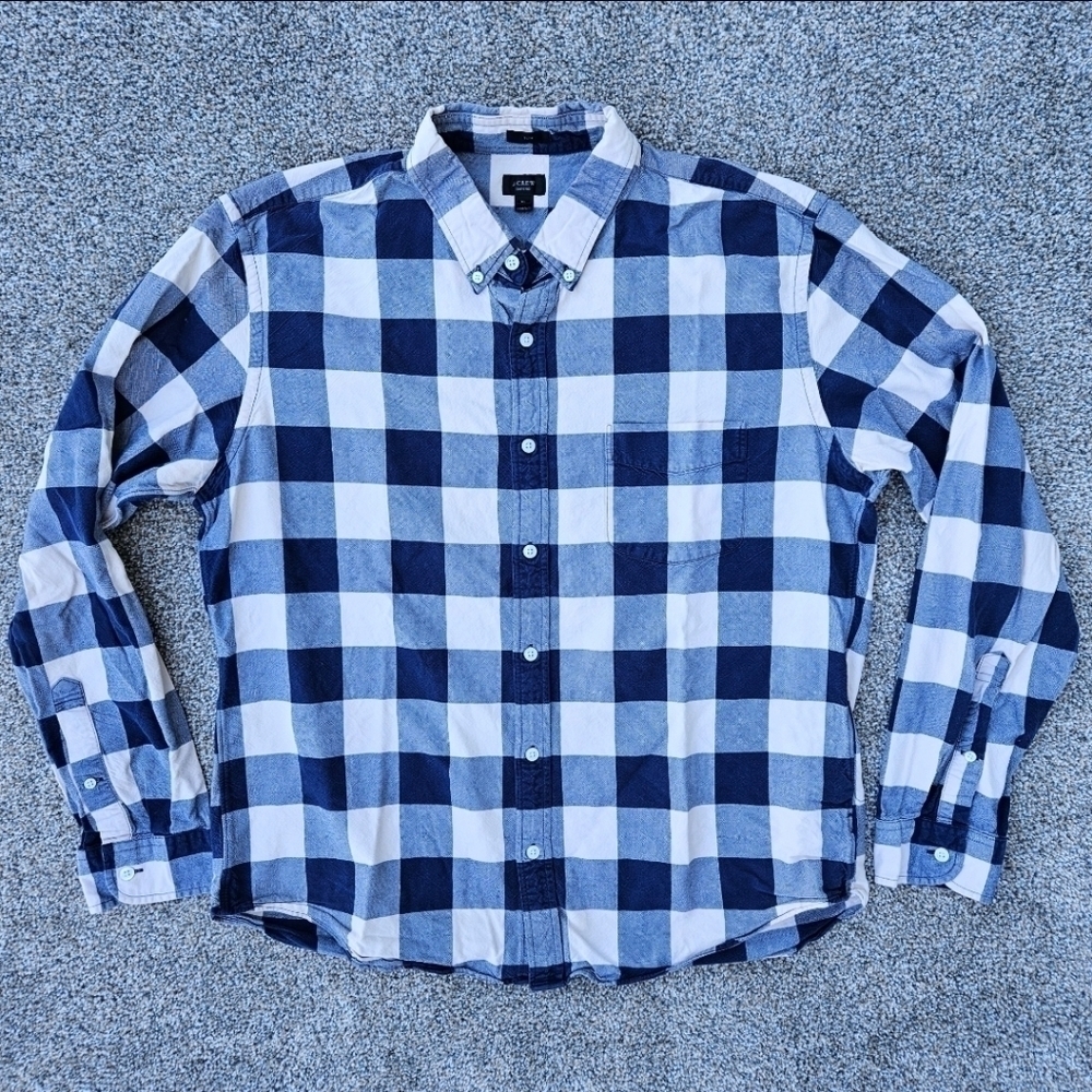 J Crew Oxford Slim Fit Long Sleeve Button Up Cotton Blue Shirt Men's Size XL